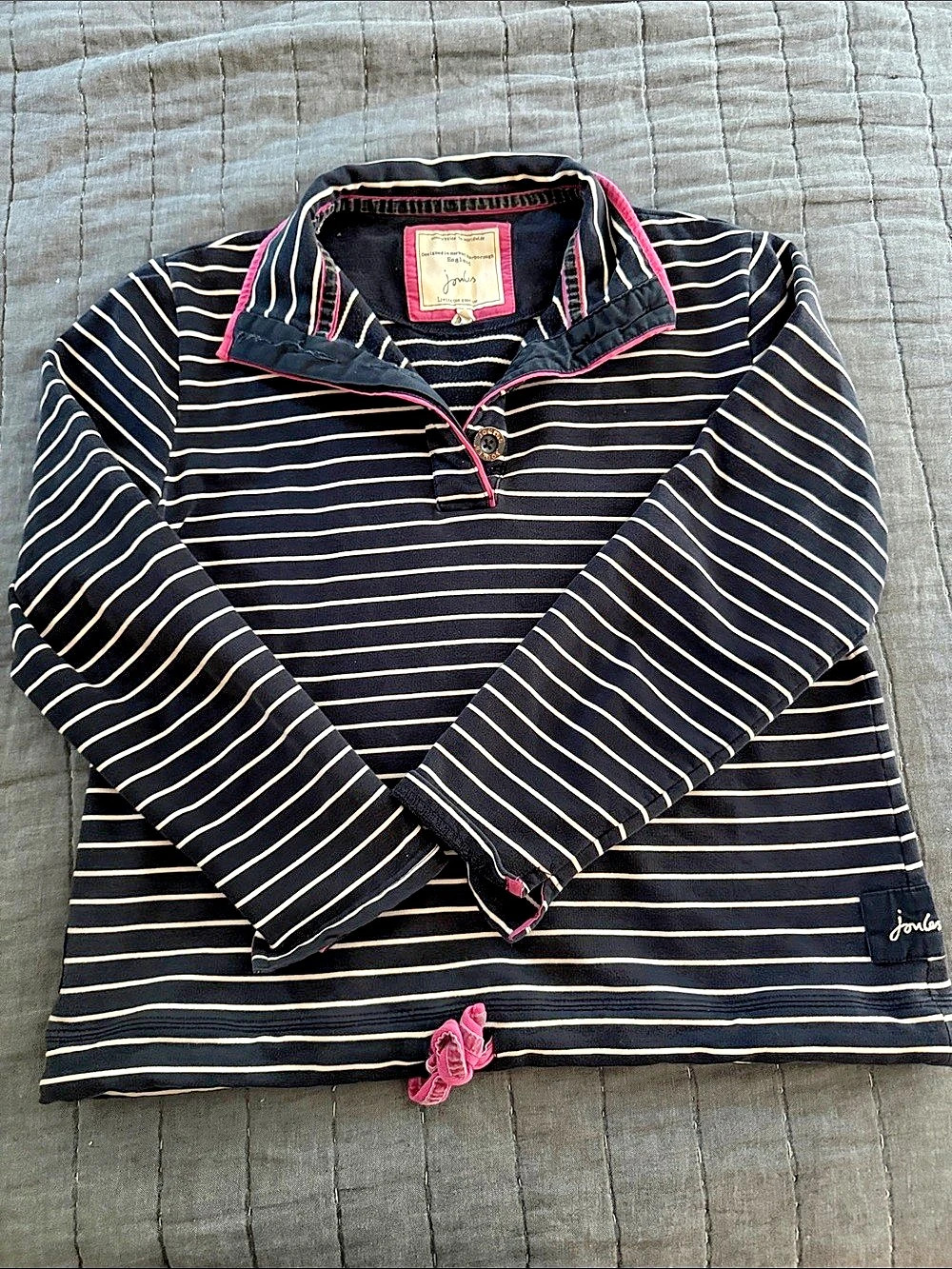 Joules Striped Long Sleeve Top Black & White Size 16